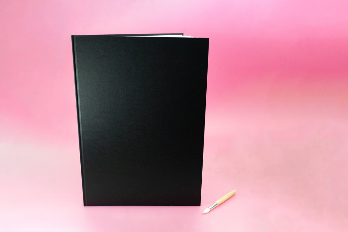 A3 Portrait Sketchbook | 140gsm White Cartridge, 92 Pages | Casebound Black Cover