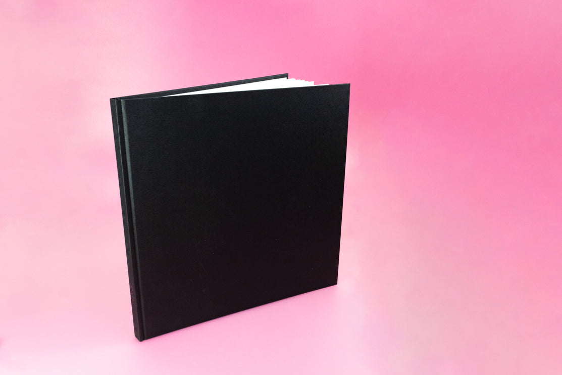 11 x 11 Square Sketchbook | 140gsm White Cartridge, 92 Pages | Casebound Black Cover