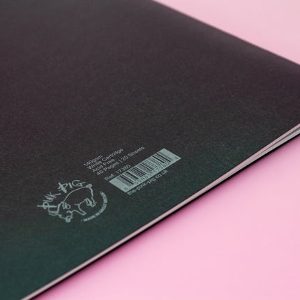 A3 Portrait Sketchbook | 140gsm White Cartridge, 20 Sheets | Stapled Laminated Black Cover