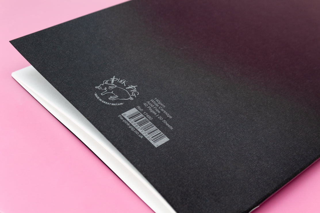 A4 Portrait Sketchbook | 140gsm White Cartridge, 20 Sheets | Stapled Laminated Black Cover