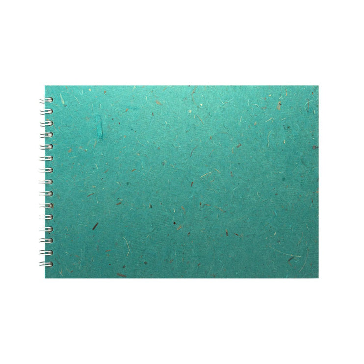 A4 Landscape, Turquoise Watercolour Book by Pink Pig International