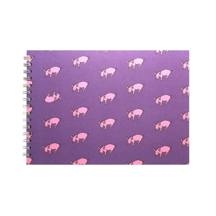 A4 Landscape, Beetroot Purple Watercolour Book by Pink Pig International